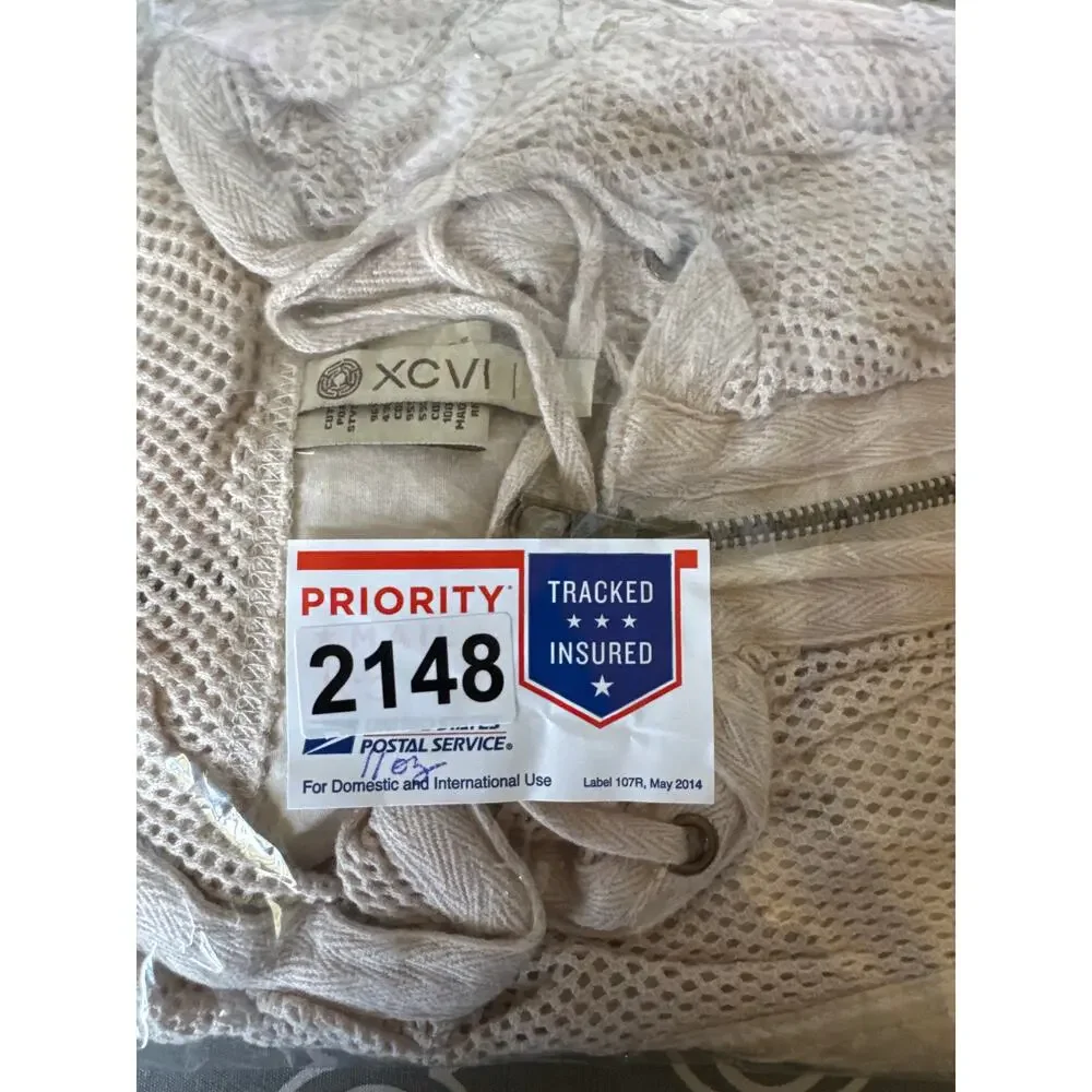 XCVI Parachute Jacket Women’s Zip Up Lightweight Beige Cargo Utility Pockets Top